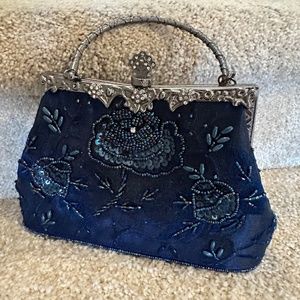 Beautiful, Small, Navy Beaded Evening Bag